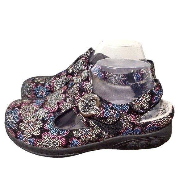 THERAFIT Mary Jane Clogs 37 Chloe Flower Adjustable Leather Floral Print 6.5 - 7 - Picture 3 of 8